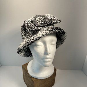Vintage Beau Chapeau Womens Black & White Tweed Brimmed Bucket Hat